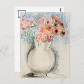 Rosa Blume in einer Vase | Christopher Wood Postkarte (Vorne/Hinten)