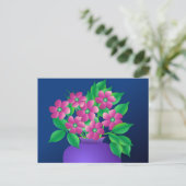 Rosa Blume in einer Vase Postkarte (Stehend Vorderseite)