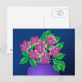 Rosa Blume in einer Vase Postkarte (Vorne/Hinten)