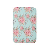 Rosa Blume in hellblau Badematte (Vorderseite Vertikal)