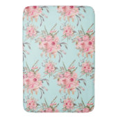 Rosa Blume in hellblau Badematte (Vorderseite Vertikal)