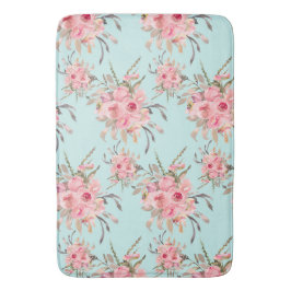 Rosa Blume in hellblau Badematte