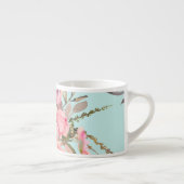 Rosa Blume in hellblau Espressotasse (Rechts)