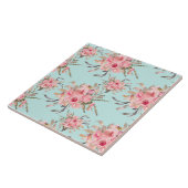 Rosa Blume in hellblau Fliese (Seite)