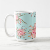 Rosa Blume in hellblau Kaffeetasse (Links)