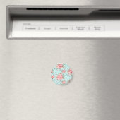 Rosa Blume in hellblau Magnet (In Situ (Geschirrspüler))