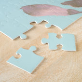 Rosa Blume in hellblau Puzzle (Seite)