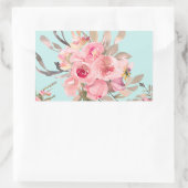 Rosa Blume in hellblau Rechteckiger Aufkleber (Tasche)