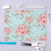 Rosa Blume in hellblau Seidenpapier (Handwerk)