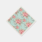 Rosa Blume in hellblau Serviette (Ecke)