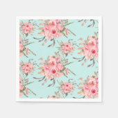 Rosa Blume in hellblau Serviette (Vorderseite)