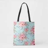 Rosa Blume in hellblau Tasche (Vorderseite)