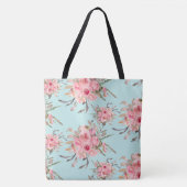 Rosa Blume in hellblau Tasche (Vorderseite)