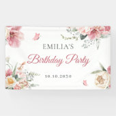 Rosa Blume in Pastellfarben Banner (Horizontal)