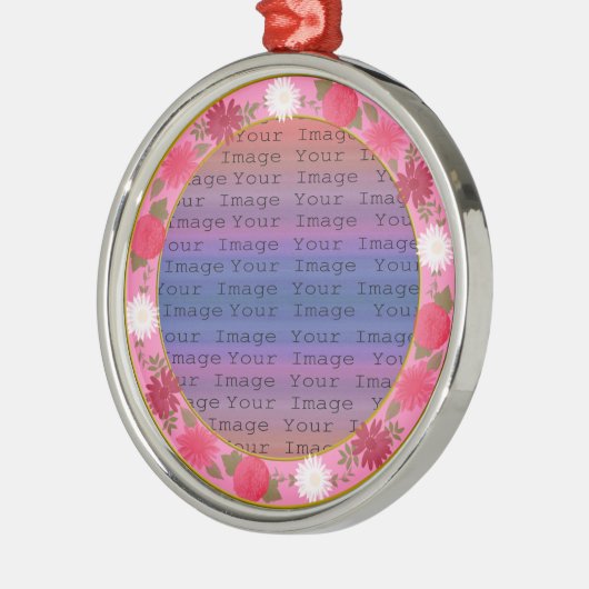 Rosa Blume in runder Silber Silbernes Ornament (Links)