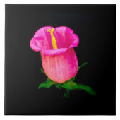 Rosa Blume in Schwarz Fliese (Vorderseite)