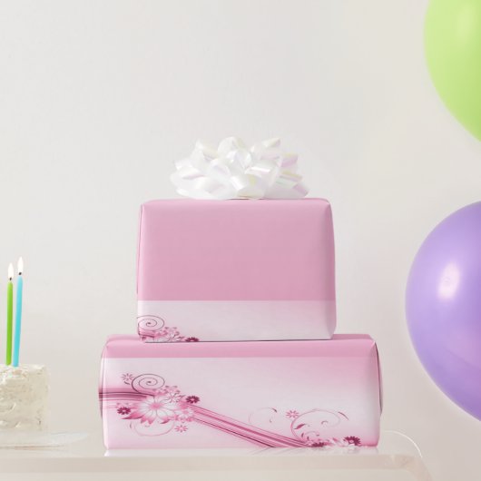 Rosa Blume in Waves Geschenkpapier (Partygeschenke)