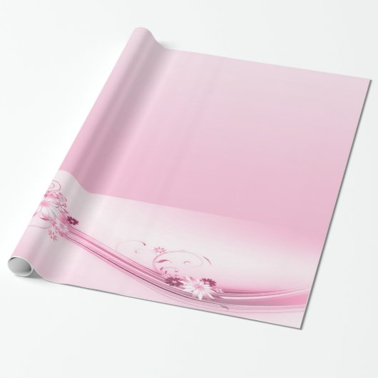 Rosa Blume in Waves Geschenkpapier (Ungerollt)