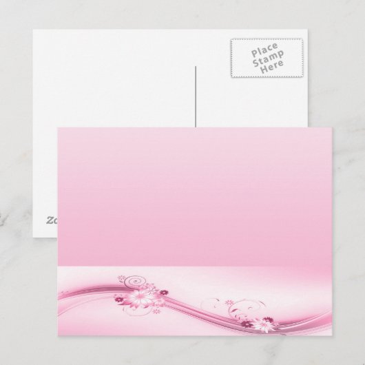 Rosa Blume in Waves Postkarte (Vorne/Hinten)