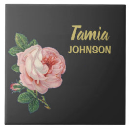 Rosa Blume individuelle Name grau Fliese