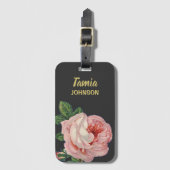 Rosa Blume individuelle Name grau Gepäckanhänger (Vorderseite Vertikal)