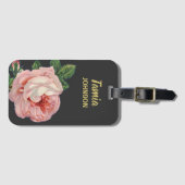 Rosa Blume individuelle Name grau Gepäckanhänger (Vorderseite (Horizontal))