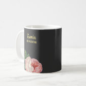 Rosa Blume individuelle Name grau Kaffeetasse (Vorderseite Links)
