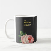 Rosa Blume individuelle Name grau Kaffeetasse (Links)