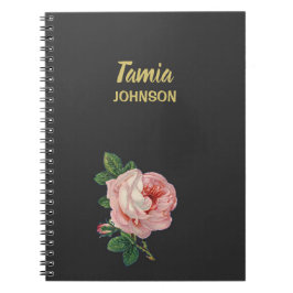 Rosa Blume individuelle Name grau Notizblock