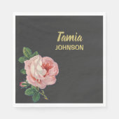 Rosa Blume individuelle Name grau Serviette (Vorderseite)