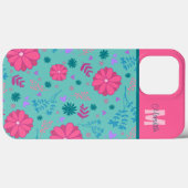 Rosa Blume Inspirivity Individuelle Name Monogram Case-Mate iPhone Hülle (Rückseite (Horizontal))