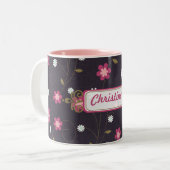 Rosa Blume Kaffee Tasse Cup (Vorderseite Links)