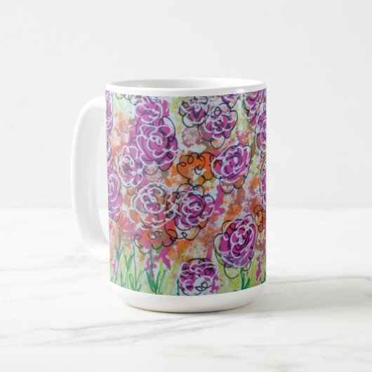 Rosa Blume Kaffeetasse (Vorderseite Links)