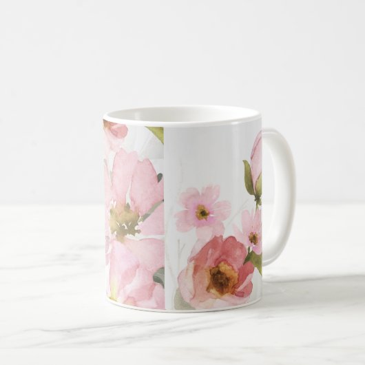 rosa Blume Kaffeetasse (VorderseiteRechts)