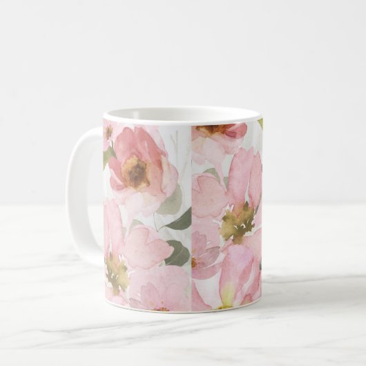 rosa Blume Kaffeetasse (Vorderseite Links)