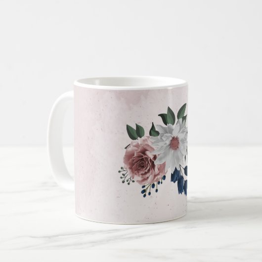 Rosa Blume Kaffeetasse (Vorderseite Links)