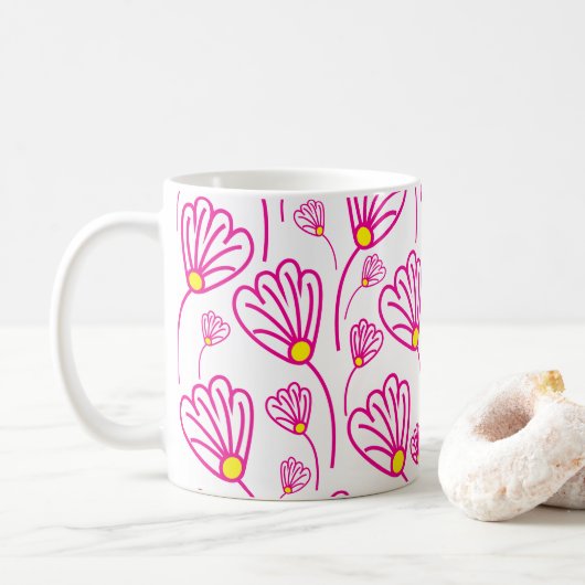 Rosa Blume Kaffeetasse (Mit Donut)
