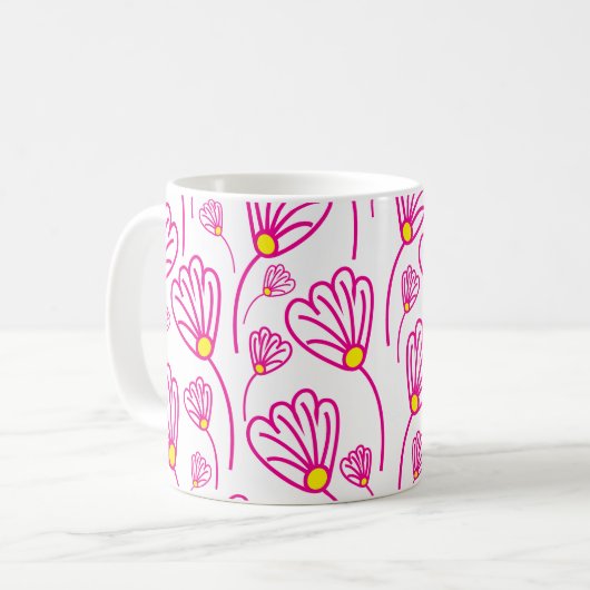 Rosa Blume Kaffeetasse (Vorderseite Links)