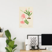 Rosa Blume Kakteen Botanische Kunst Poster (Heimbüro)