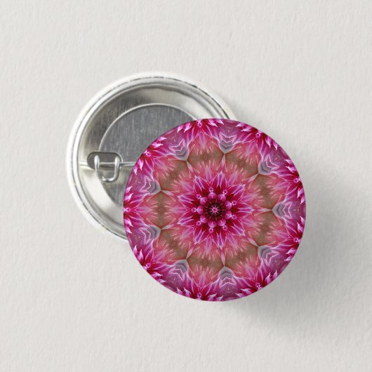 Rosa Blume Kaleidoskop Mandala-43895 Button (Vorne & Hinten)