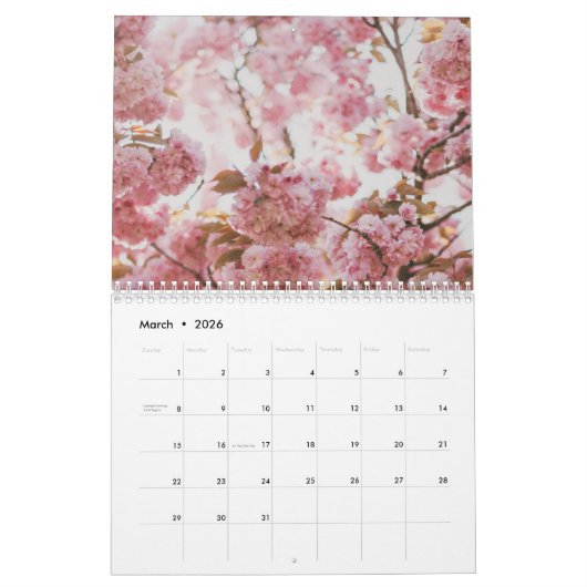 Rosa Blume Kalender (Mär 2026)