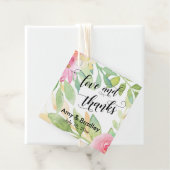 Rosa Blume & Kalligraphie Liebe und Dank Hochzeit Geschenkanhänger (Beispiel)