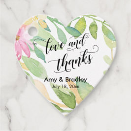 Rosa Blume & Kalligraphie Liebe und Dank Hochzeit Geschenkanhänger