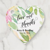 Rosa Blume & Kalligraphie Liebe und Dank Hochzeit Geschenkanhänger (Vorderseite)