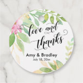 Rosa Blume & Kalligraphie Liebe und Dank Hochzeit Geschenkanhänger (Rückseite)