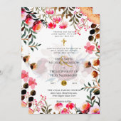 Rosa Blume Katholische Hochzeit der Hochzeit der H Einladung (Vorne/Hinten)