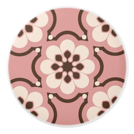 Rosa Blume Keramikknauf (Vorderseite)