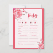 Rosa Blume Kinderdusche Vorhersage und Adress-Spie (Vorderseite)