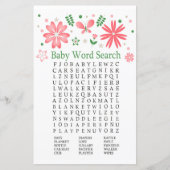 Rosa Blume Kinderdusche Word Search Game (Vorderseite)