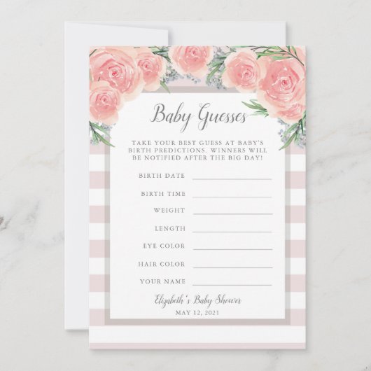 Rosa Blume Kinderduschenspiel Einladung (Vorderseite)